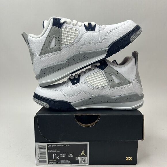 Nike Air Jordan 4 Retro PS White “Midnight Navy” 2023 - Picture 3 of 5